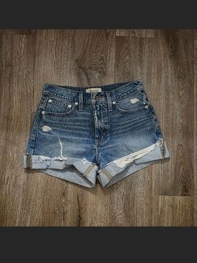 Madewell Distressed Rolled Cuff Denim Shorts - Blue Wash